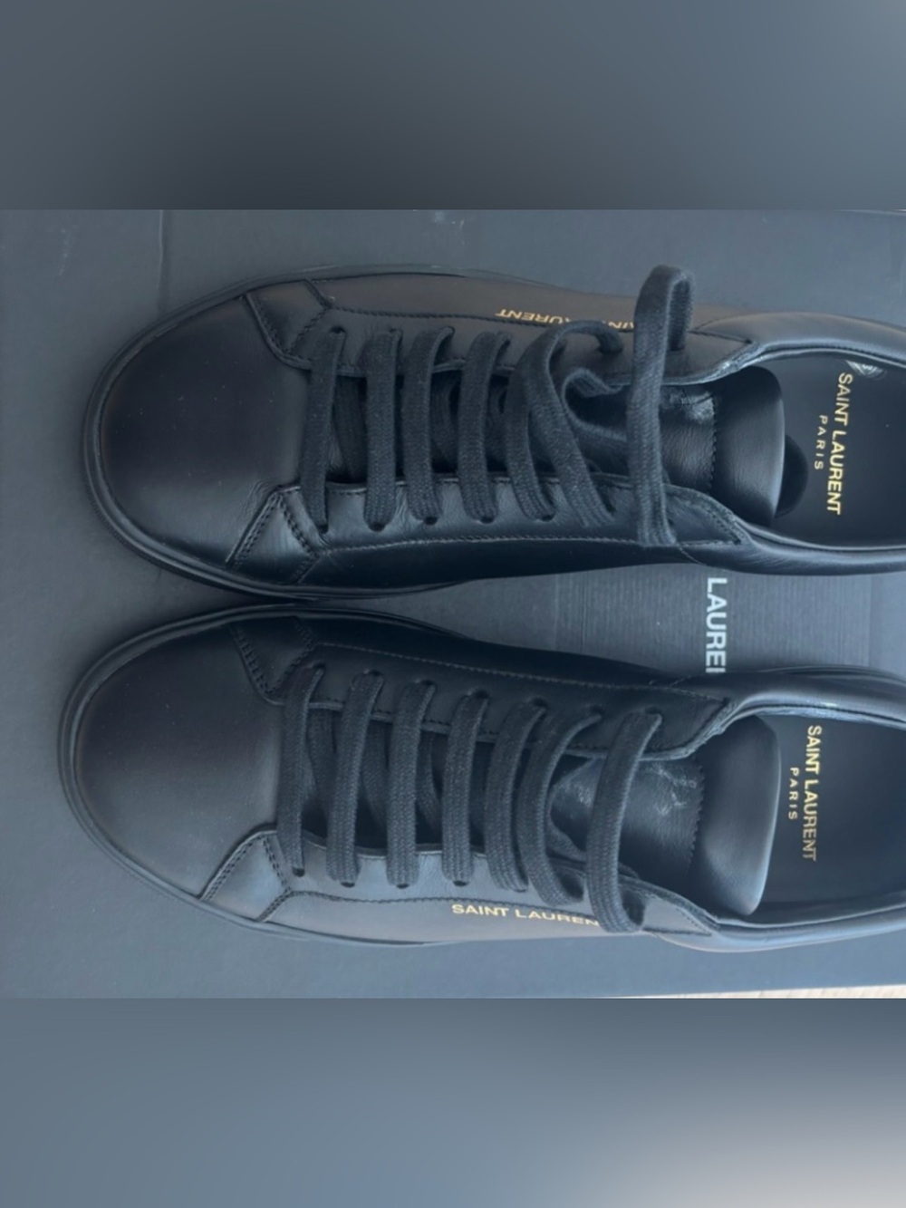 Saint Laurent | Black Leather Andy Low-Top Lace-Up Sneakers Shoes Women’s - Picture 2 of 9